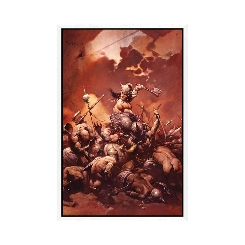 Destroyer by Frank Frazetta - Print on Canvas, White Framed Canvas, 66.04 cm H x 45.72 cm W
