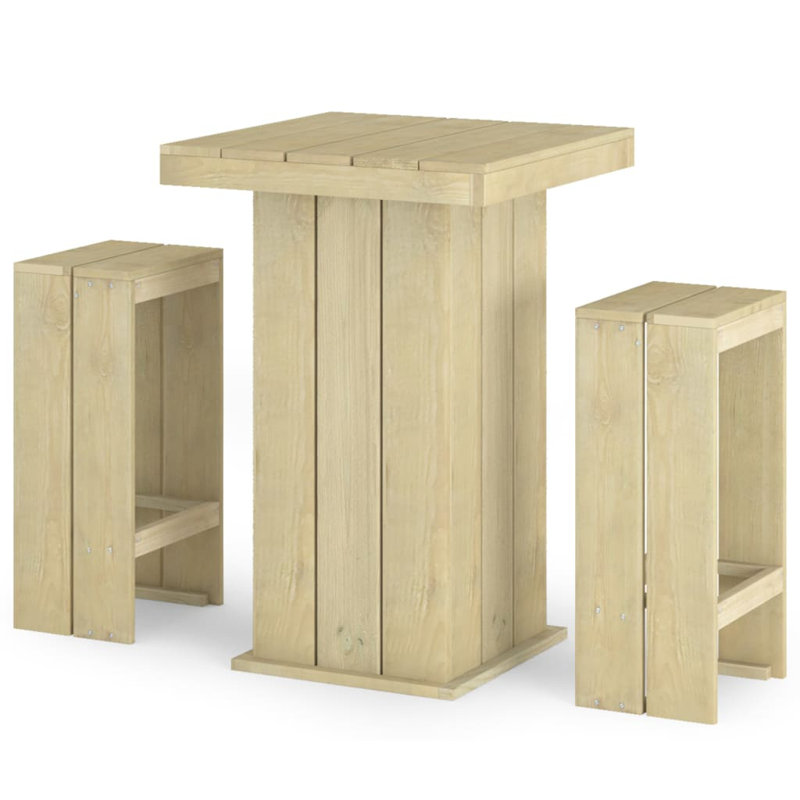 Perris Union Rustic Bar Set with Solid Wood Outer Material