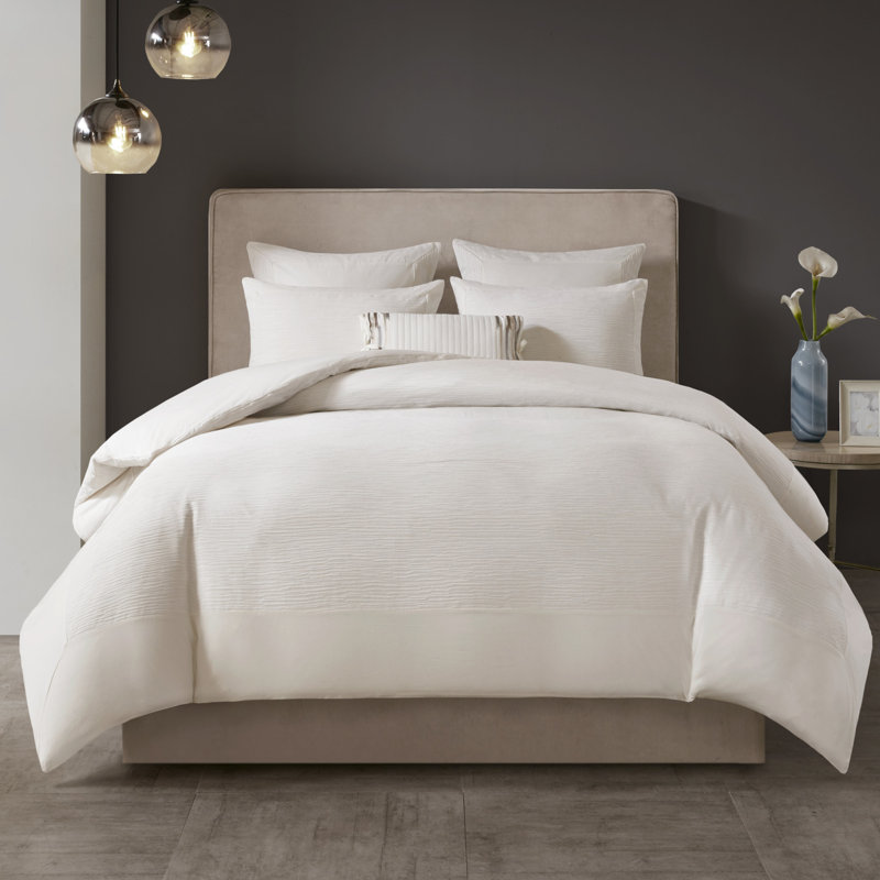 Ensemble de housse de couette 3 pièces Shandong Modern, Blanc, Housse de couette très grand et 2 très grandes t