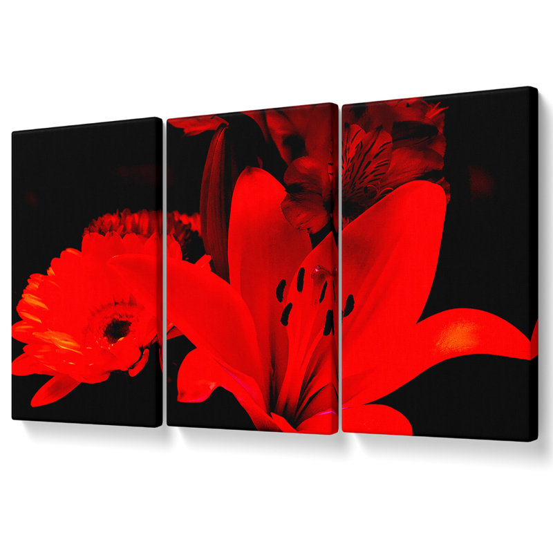 Infra Red Bloom - 3 Piece Wrapped Canvas Print, 81.3cm H x 163cm W