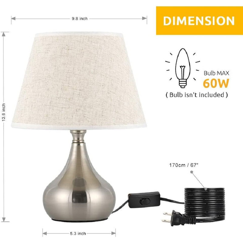 Ensemble de lampe de table argentée 13,6 po Fernanda