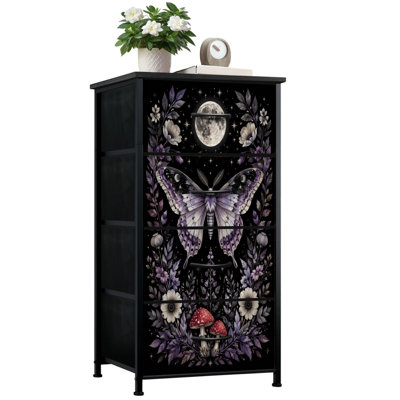 Commode pour chambre à coucher avec 4 tiroirs de rangement Mystical Butterfly Floral