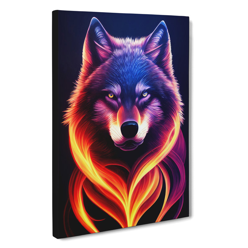 Wolf Flames - Wall Art, Wrapped Canvas, No Matte, 50cm H x 35cm W x 3cm D