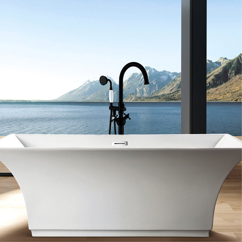 Matte Black Freestanding Bathtub Faucet With Hand Shower - Solid Metal, Corrosion , Stylish Design & Proof, Bathroom
