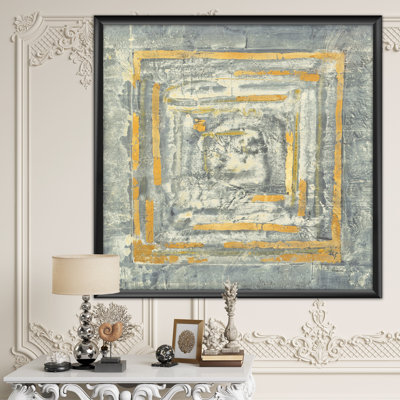 «Gold Glam on Grey Tapisserie II», reproduction d'art sur toile encadrée