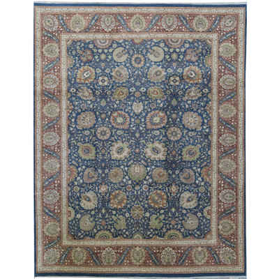 Tapis bleu de haute qualité noué à la main
