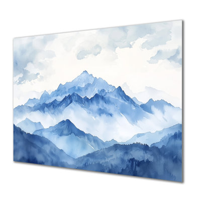 Winter Blue And White Mountain Majesty I - Landscape Mountains Metal Art, Traditional Metal Print