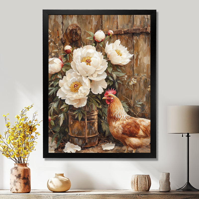 Ecker - Floral Wall Art, Noir, noir, noir, noir, H 20 po x l 12 po, Reproduction encadrée sans passe-partout