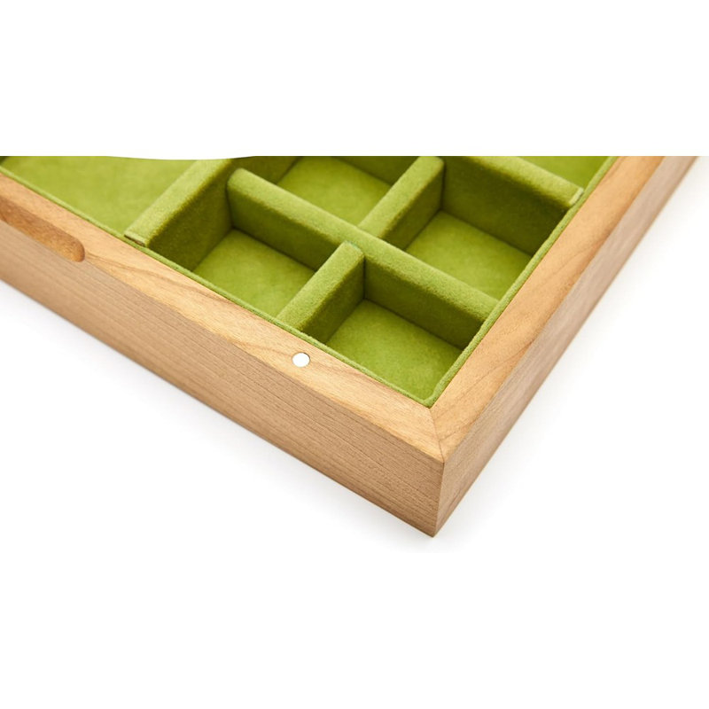 Wooden Jewellery Box With Glass Lid, Multi-Compartment S...