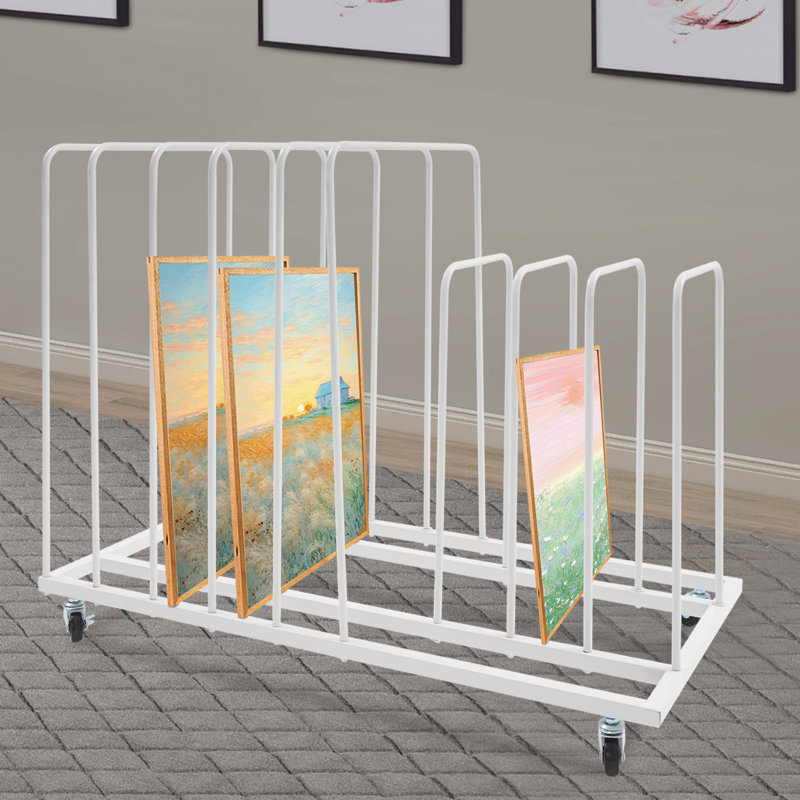 Support de rangement d'art avec roulettes, Blanc