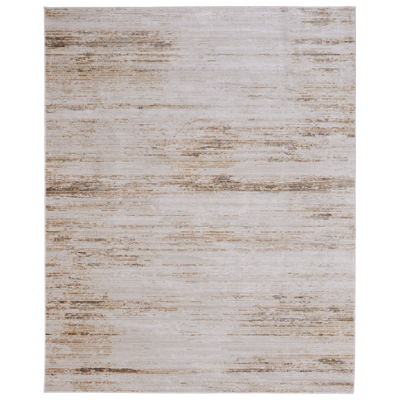 Tapis Esser moderne uni, tapis d'appoint, Rectangle 6 pi 7 po x 9 pi 6 po, Ivoire / Brun / Brun clair