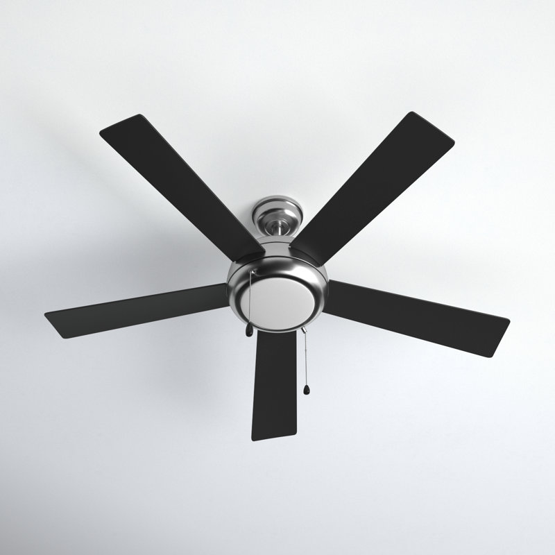 Marcin 52'' Ceiling Fan with LED Lights, Brushed Nickel Bronze with Black Blade