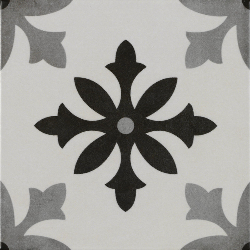 Museum Getty 9" x 9" Porcelain Spanish / Moroccan Wall & Floor Tile, White