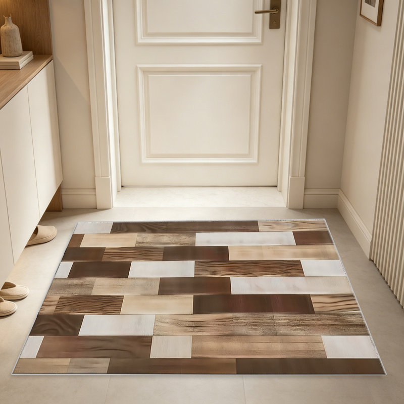Wooden Patchwork carpet-easy to clean, machine-washable, soft and comfortable; suitable for door mats, kitchens, living rooms, bedrooms, corridors, and laundry areas. Easy to clean, durable carpet for home decoration.