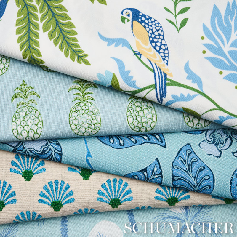 Island Palm Indoor/Outdoor Fabric, Blue/Green