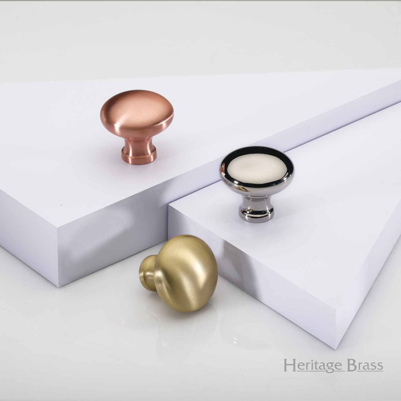 Heritage Brass Victorian Inspired Heritage Cabinet Knob Mushroom Design 38mm, Satin Nickel, 3.2cm H x 3.8cm W x 3.8cm D