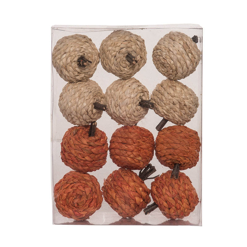  Fibre naturelle 10,5 po. Ensemble de citrouille tressée en rotin multicolore 12 po