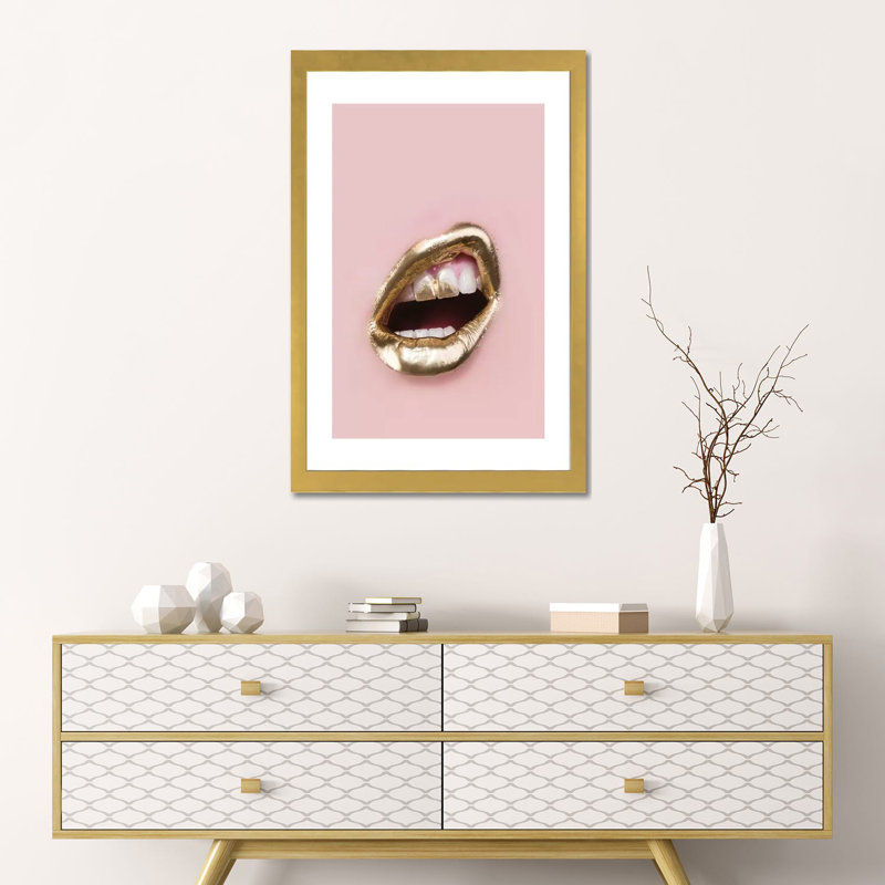 « Golden » par Honeymoon Hotel-impression, H 24 po x l 16 po x P 1 po, Papier encadré doré, Blanc