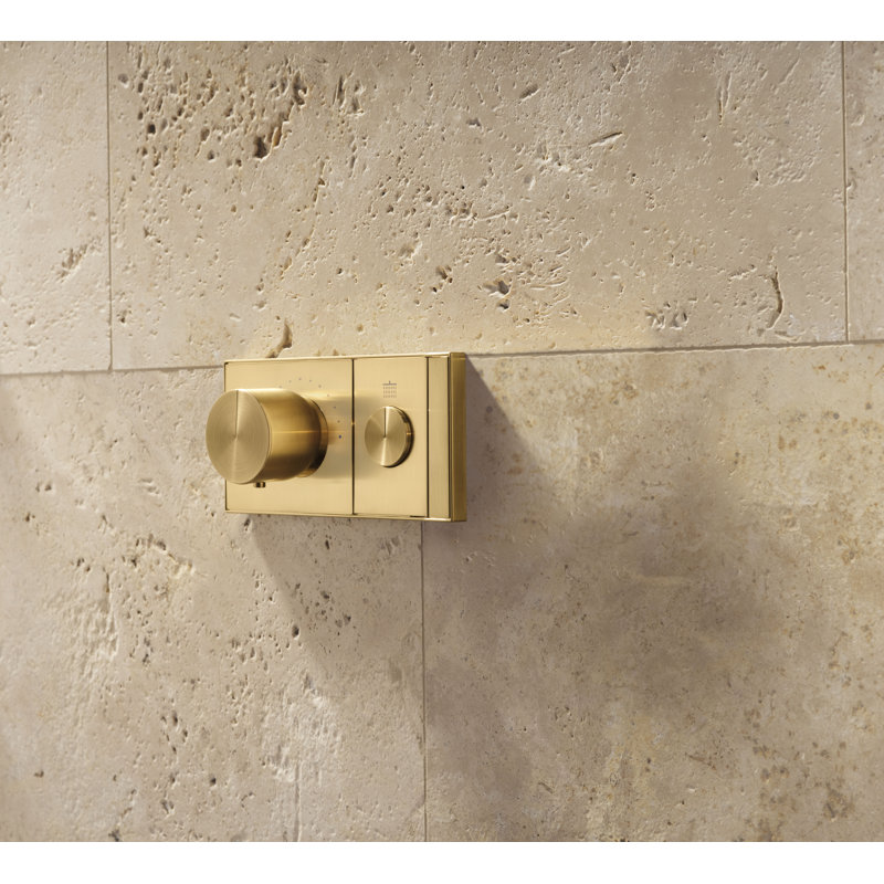 Anthem One-Outlet Thermostatic Valve Control Panel With Recessed Push-Button, Gold