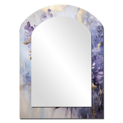 Miroir décoratif mauve et lilas pastel mauve et doré sur métal