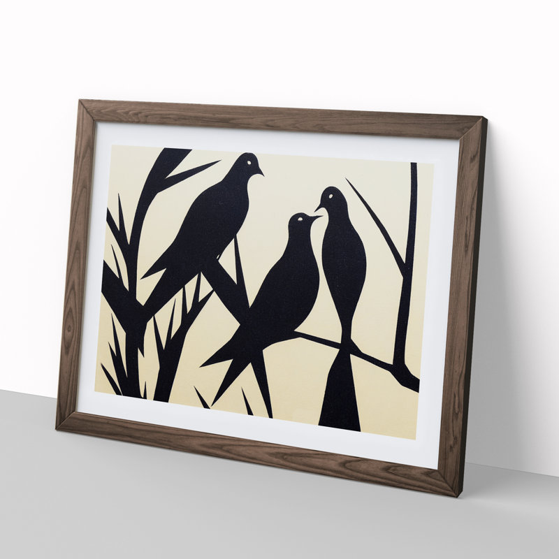 Spirited Dove Birds Abstract - Framed Print, Brown