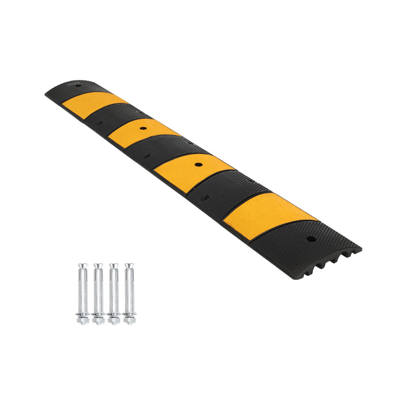 Rampe de protection en caoutchouc de 72 po avec 2 canaux et bandes réfléchissantes Qeetex 72 po, 1pc