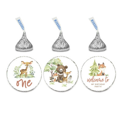 «Woodland Animals Birthday Chocolat», autocollants pour bisous, pour les cadeaux d'anniversaire pour enfants, paquet de 240