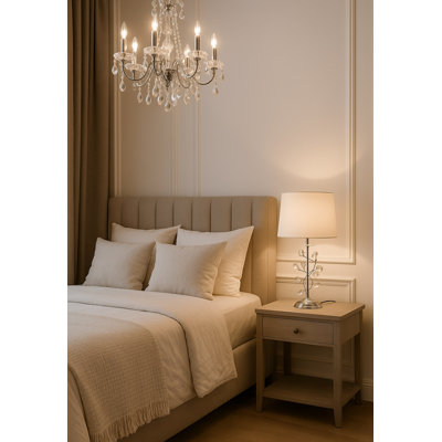 Waukon 59cm Crystal Glass Leaf Chrome Table lamp