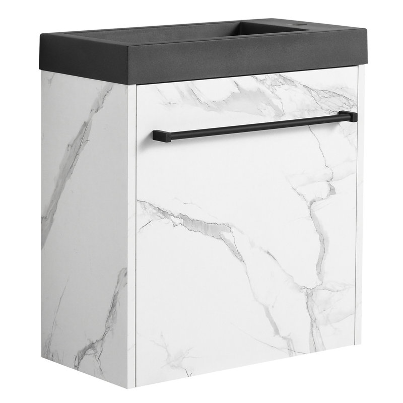 Meuble-lavabo de salle de bain en résine avec porte à fermeture douce et silencieuse - design fonctionnel