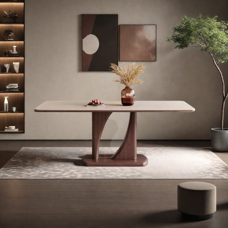 Walnut Rectangular Solid Wood Dining Table, 29.52" H x 62.99" L x 31.49" W