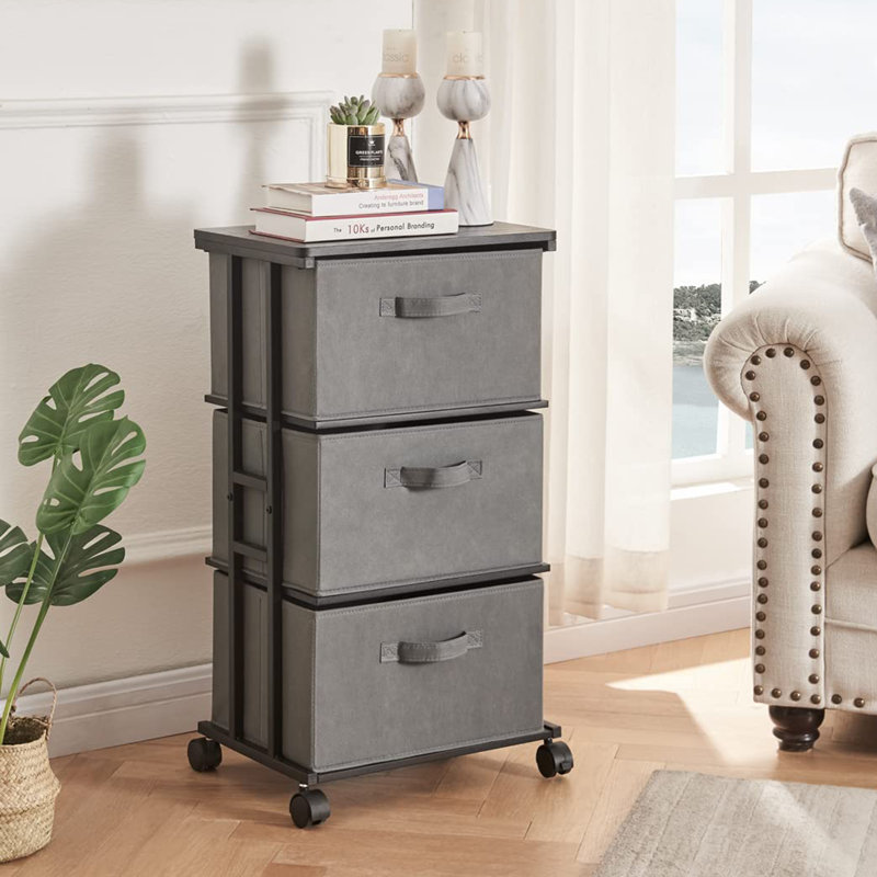 Commode avec 3 tiroirs pour la chambre à coucher, Gris