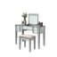 Coiffeuse de style transitionnel avec tabouret, idée de maquillage en bois massif, 3 tiroirs de rangement, miroir central de 5 mm, finition argentée, idée de décoration de chambre 1 pièce et schéma de caractéristiques, schéma alternatif