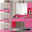 Bureau de coiffeuse avec miroir et bande lumineuse à DEL, coiffeuse avec grand tiroir, commode de rangement à 3 niveaux et 3 modes d'éclairage à luminosité réglable, convient à la chambre à coucher (rose)-2057937498