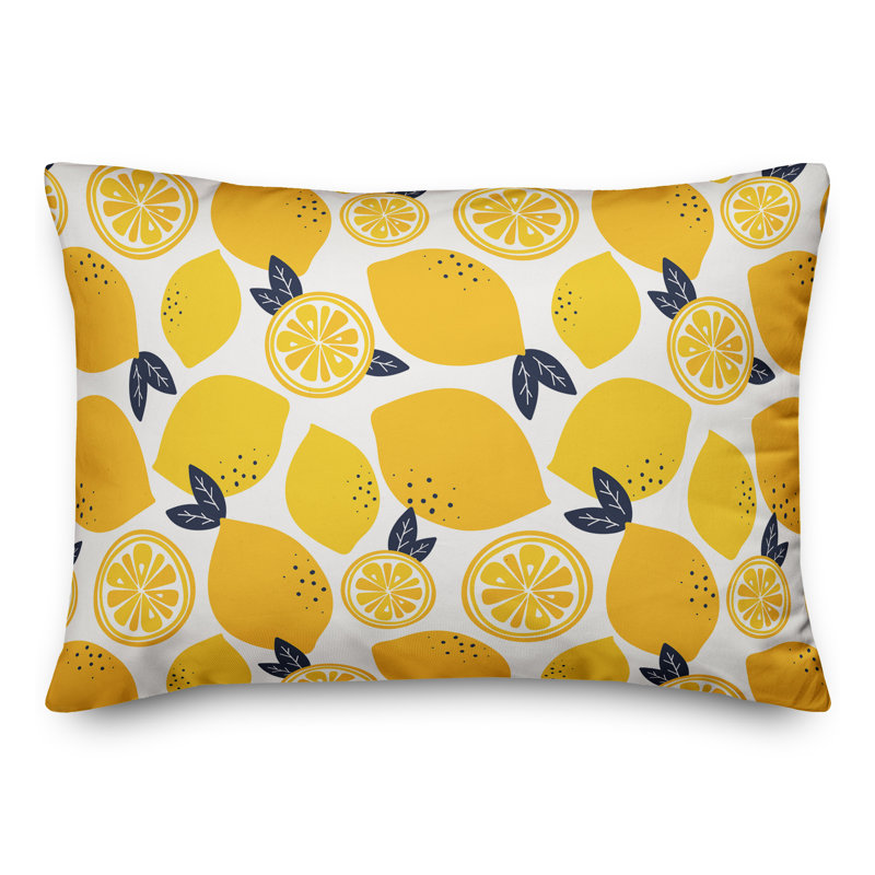  Coussin rectangulaire d'extérieur imprimé citron, Polyester / Bourre en polyester
