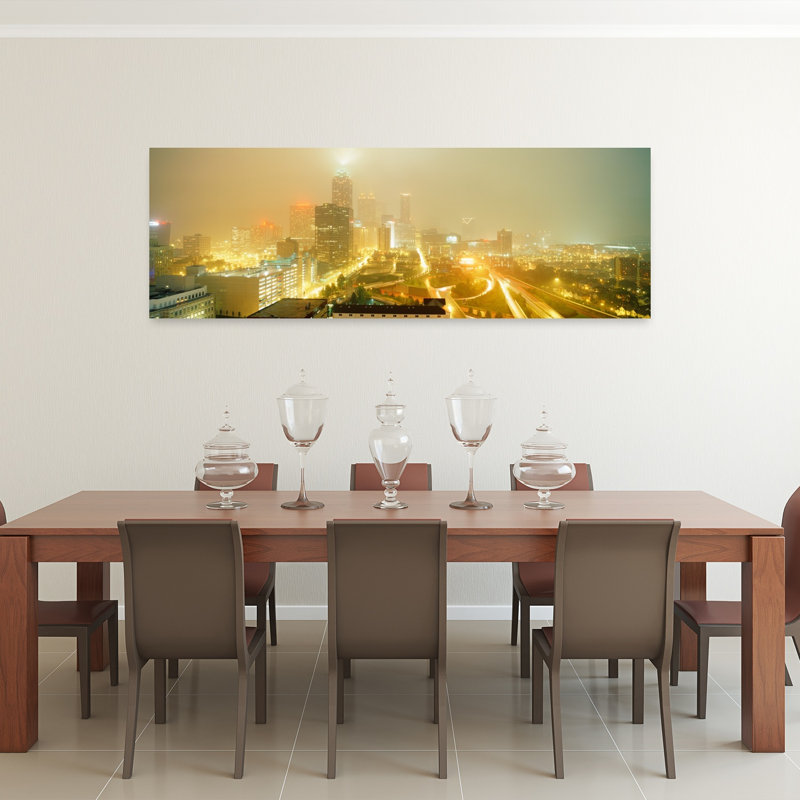 USA Georgia Atlanta Fog in Atlanta 1 Piece Wrapped Canvas Panoramic Wall Art, 50.8 cm H x 152.4 cm W