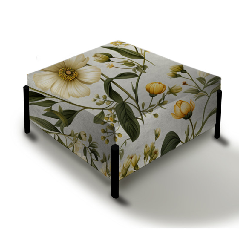 Botanical Neutrals Boho Pattern III - Boho Large Square Ottoman