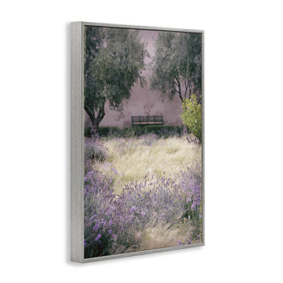 Bench Amidst Natural Garden Framed Giclee Art, Design By Deborah Revell