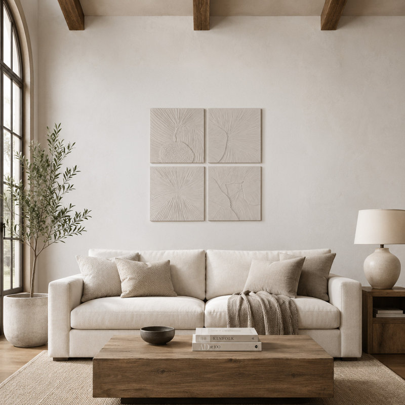 Bohm, ensemble de 4 art mural dimensionnel champignon 22 x 22