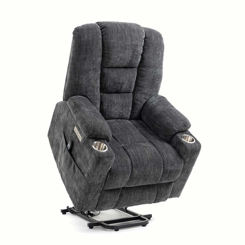 Tabresha Upholstered Heated Massage Chair, Gray Chenille