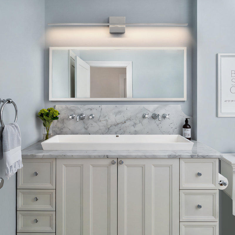 39" Dicino 1-Light Dimmable LED Vanity Light, Nickel