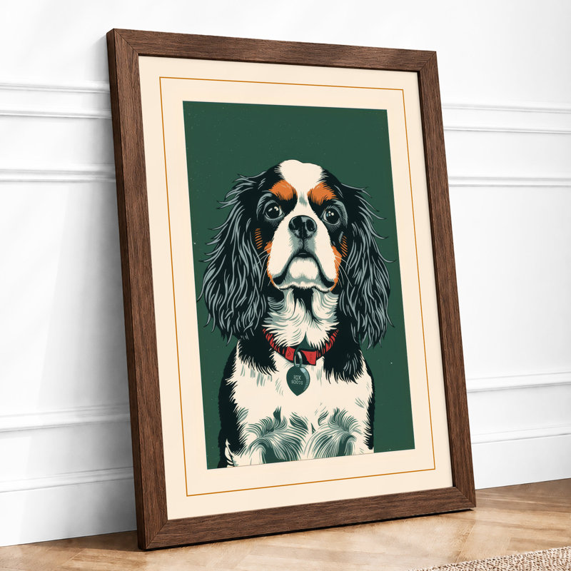 King Charles Spaniel Vintage - Print, Walnut, A3 - 42.0 x 29.7 cm