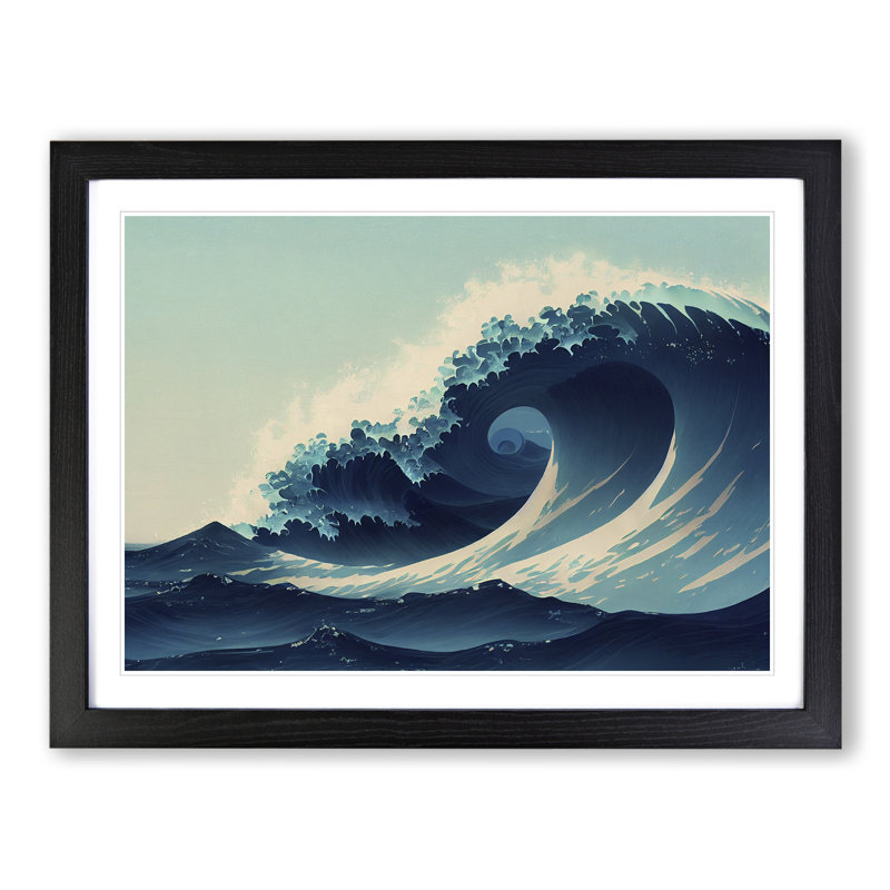 A Striking Japanese Wave - Framed Print, 25cm H x 34cm W x 2cm D, Black