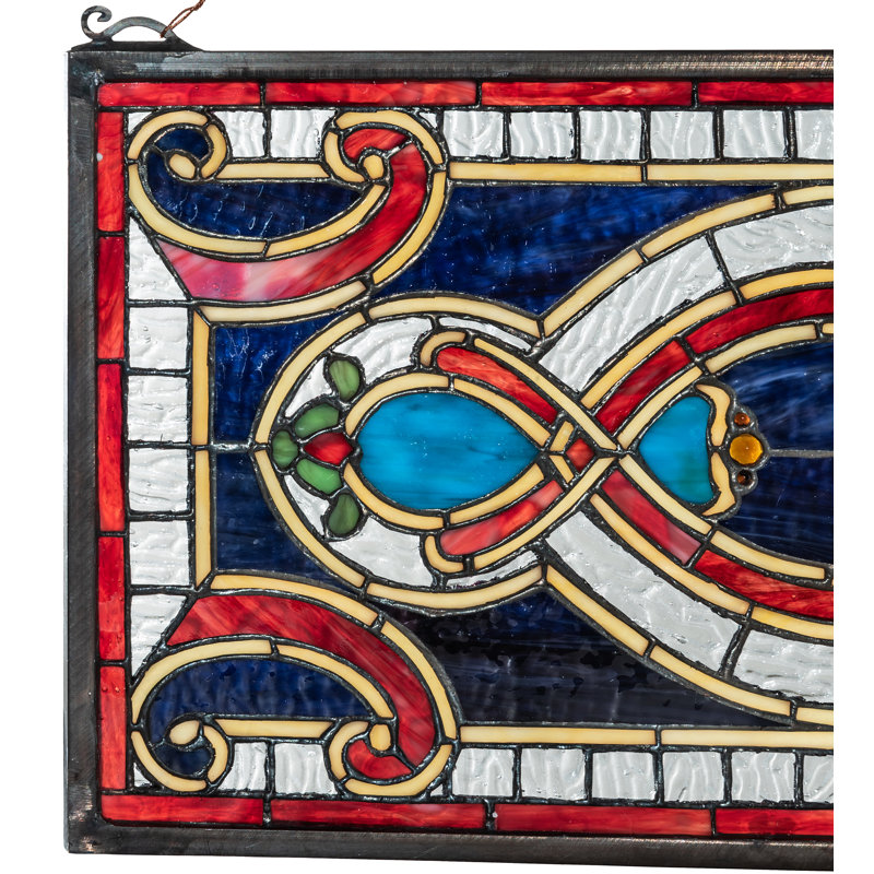Victorian Evelyn in Lapis Transom Stained Glass Window