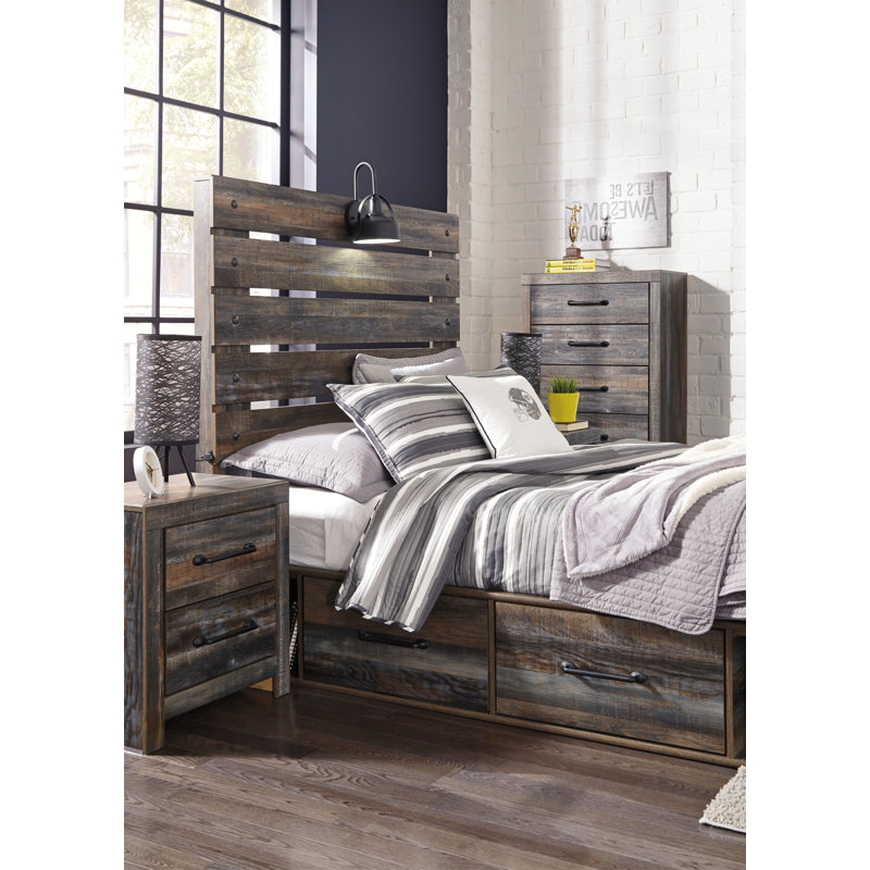 Lit plateforme double avec rangement Drystan, Double