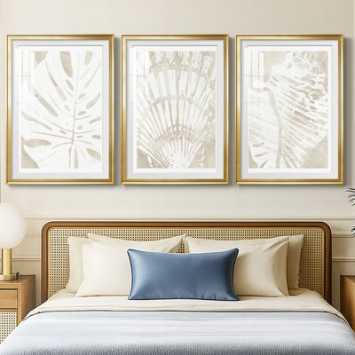 Lin silhouette tropicale I - reproduction sur mesure encadrée de qualité supérieure - 3 pièces