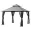 Pavillon de jardin robuste 10 'x 10' avec abattants allongés - Pavillon à toit double à structure stable avec filet et drainage intégré-128935595-128935596