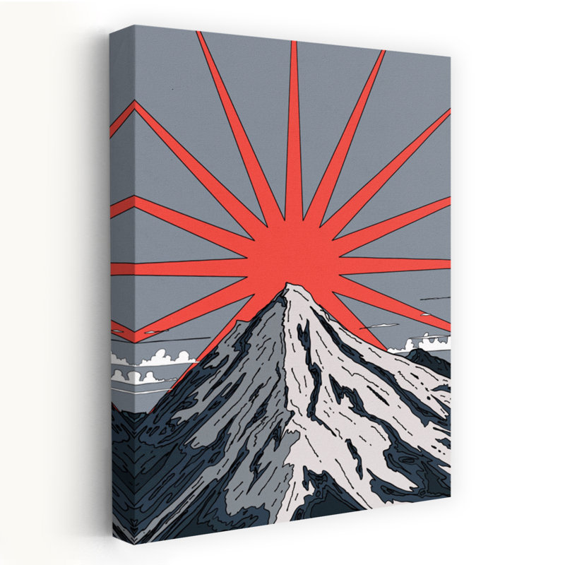 Art contemporain, paysage géométrique minimaliste montagne, H 24 po x l 16 po