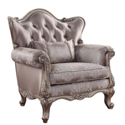 Chaise Jayceon en tissu et finition champagne avec coussin