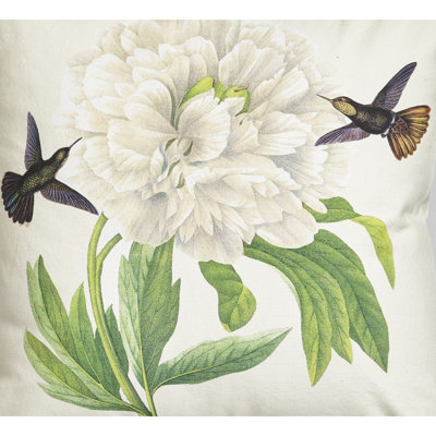 Hummingbird White Flower Pillow