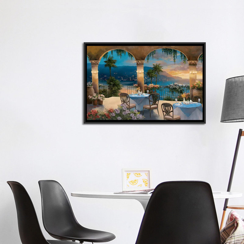 Amalfi Holiday I par T.C. Chiu - Imprimé, Pas de tapis, Toile avec cadre noir, H 26 po x l 40 po x 1,5 po